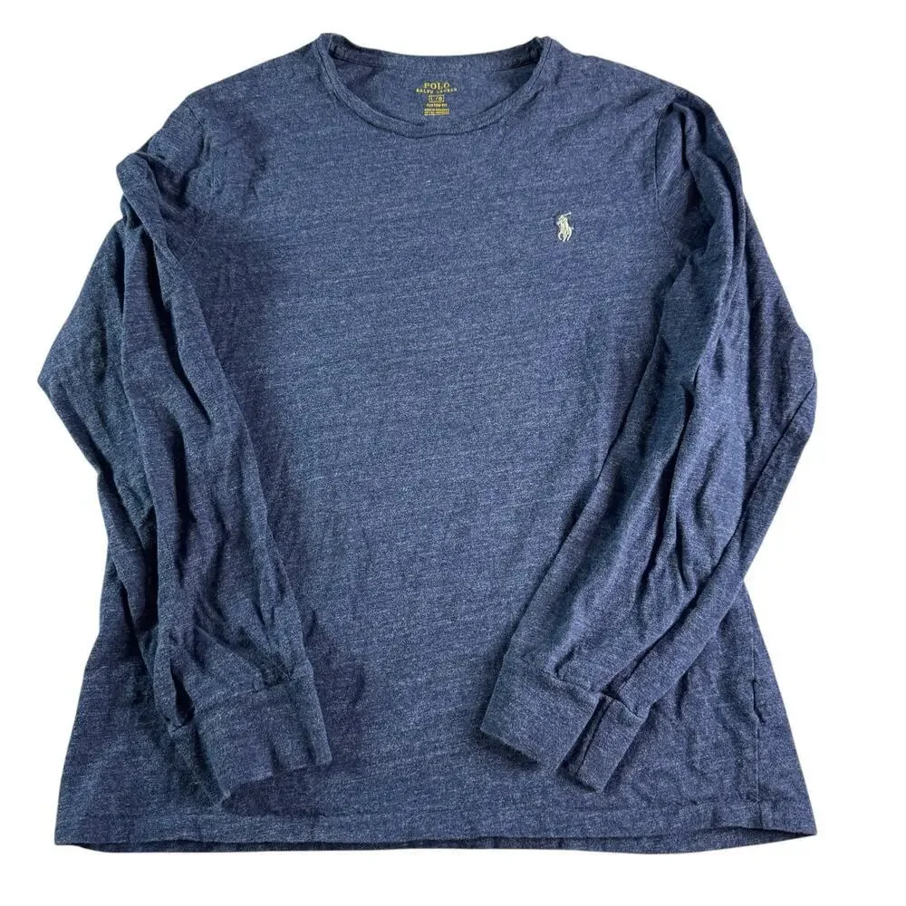 Polo Ralph Lauren Men’s Large Custom Fit Long Sleeve T Shirt Blue Pony Logo
